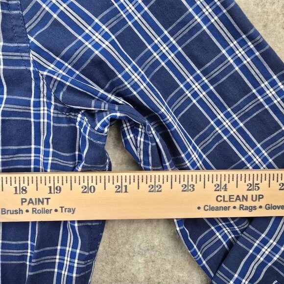 Chaps Mens Blue Plaid Button-Down Shirt M Long Sleeve Cotton/Polyester - Picture 4 of 5
